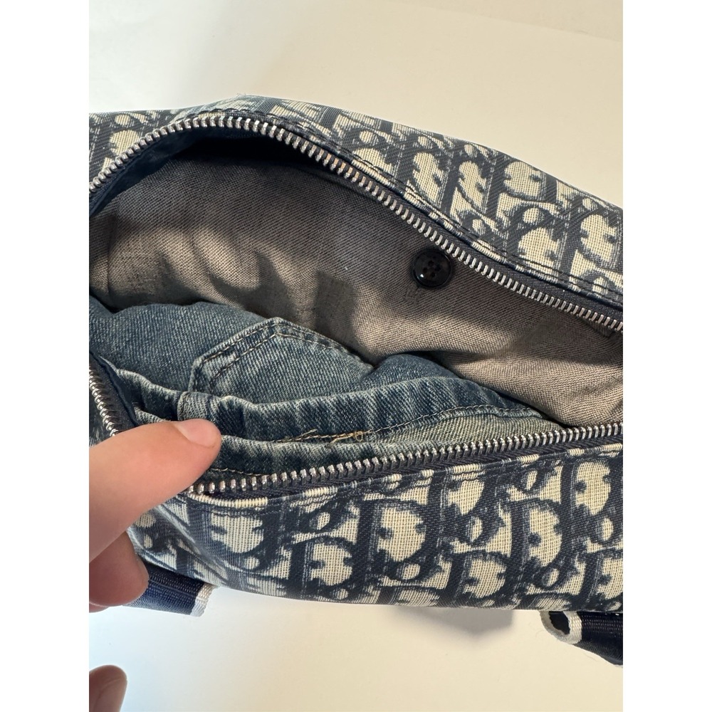 Christian Dior Trotter Bag Monogram Blue Canvas Leather Handbag - Picture 15 of 16